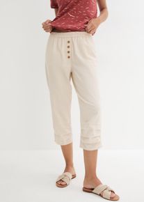 Pantalon carotte en lin et coton - beige - taille 52 - lin - bonprix