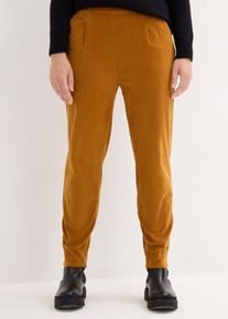 Pantalon raccourci en velours côtelé avec taille extensible - marron - taille 42 avec coton - bonprix