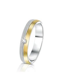 Lucardi Ring 'Praag' Damen gold / silber / transparent Größe 55