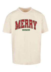 F4NT4STIC Shirt 'Merry Christmas Varsity Retro' Herren sand / grün / rot Größe L