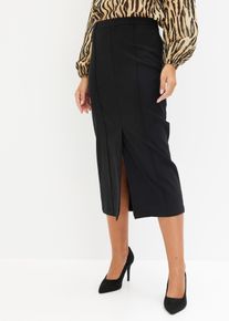 Gonna midi con spacco, Nero, Taglia 44, bonprix