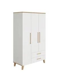 Paidi Kleiderschrank , Weiß, Eichefarben , Holz , Eiche , massiv , 6 Fächer , 2 Schubladen , 123.5x206x55.9 cm , Blauer Engel, Goldenes M , Schlafzimmer, Komplette Schlafzimmer und Serien, Schlafzimmerserien