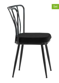 Evila 2-delige set: eetkamerstoelen zwart - (B)42 x (H)82 x (D)42 cm
