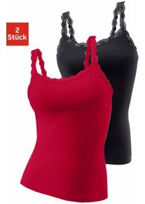 Lascana Dames Onderhemd in rood, zwart ,maat 32/34, Witt, 95% Katoen, 5% Elastan