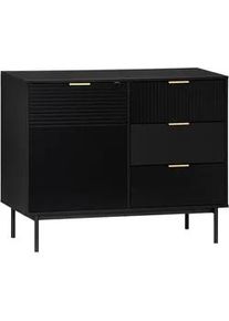 Livetastic Sideboard , Schwarz, Goldfarben , Metall , 3 Schubladen , 100x80x40 cm , Kleinmöbel, Kommoden, Sideboards