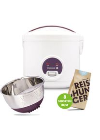 Reishunger Basis Reiskocher Set (1,8 l) | Weiß | Elektrischer Reiskocher mit Dampfgarfunktion| Innentopf mit Keramikbeschichtung