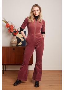 King Louie Garbo Corduroy Flare Jumpsuit in Desert Red