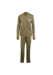 adidas Sportswear Dames Trainingspak 'Essentials' olijfgroen / wit 4XS