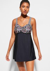 Lange tankini met gerecycled polyamide (2-dlg. set) - zwart - maat 48 - bonprix