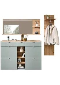 Stella Trading Xora Garderobe , Salbeigrün, Eiche Artisan , Glas, Holzwerkstoff , 3-teilig , 208x202x38 cm , Garderobe, Garderoben-sets & Serien, Garderoben-sets