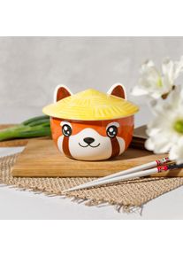 Ciotola Kawaii del Panda Rosso con coperchio per fan dell'Anime