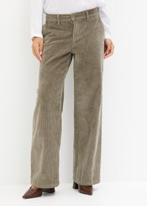 Weite Cord-Stretchhose, grau, Größe 50, mit Baumwolle, bonprix