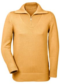 Damen Troyer mit breiten Rippabschl&uuml;ssen in taupe-meliert ,Gr&ouml;&szlig;e 48, WITT, 50% Baumwolle, 50% Polyacryl