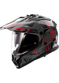 LS2 MX702 Pioneer II Crazy, casco enduro , colore: Grigio/Nero/Rosso , dimensione: 3XL