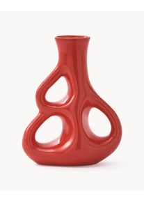 POLSPOTTEN Ręcznie wykonany wazon z ceramiki Three Ears, W 21 cm Czerwony Ceramika Ø 17 x W 21 cm