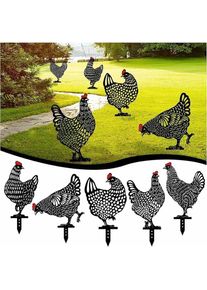 Dpzo - jamais UTILISÉ]5PC Poule de Jardin,Décoration De Plancher De Pelouse De Jardin d'art De Yard De Poulet, Enjeux Métalliques De Jardin De