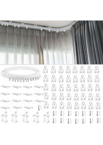 Cyslmuk - Tringle à rideaux, Rail de rideau de plafond flexible pour baie vitrée, environ 3 m, pliable courbe support mural en plastique robuste pour