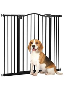 PawHut Dog Gate Baby Gates for Dogs Pet Gate with Metal Adjustable Frame & Double Locking System, 74-100Wcm, Black | Aosom Ireland