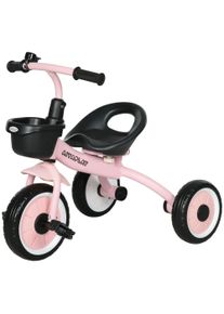 AIYAPLAY Kids Trike, Tricycle, with Adjustable Seat, Basket, Bell, for Ages 2-5 Years - Pink | Aosom Ireland