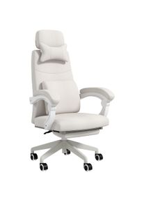 Vinsetto High Back Office Chair Reclining Computer Chair with Footrest Lumbar Support Adjustable Height Swivel Wheels White | Aosom Ireland