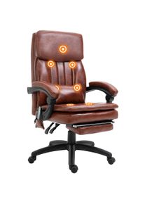 Vinsetto High Back Office Chair, Gaming Recliner Chair with Footrest, 7 Massage Points, Adjustable Height, Reclining Back, PU, Brown | Aosom Ireland