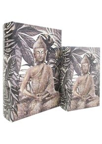 Décoration des boîtes de livres Bouddha Book 2 unités Boîtes Grey Book 7x18x27cm 29549 - Signes Grimalt