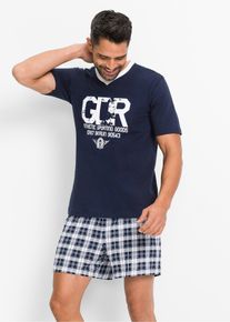 Pyjamas med shorts - blå - storlek 60/62 (XXL) - bonprix