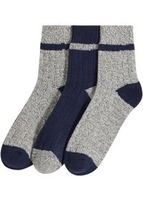 Mjuka korta strumpor med ribbad struktur (3-pack) - blå - storlek 39-42 - bonprix