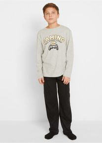 Pyjamas med myk bomull (2-delt sett), grå, størrelse 128/134, bonprix