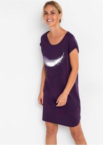 Kort nattkjole i 100% økologisk bomull, lilla, størrelse 52/54 (XXL), bonprix