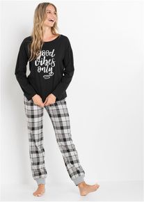 Pyjamas med oversized topp, svart, størrelse 44/46 (L), bonprix