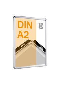 Cadre clic-clac rabattable, aluminium, A2, adhésif argent | rond