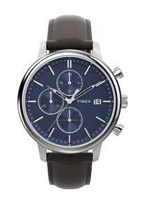 Timex Heren Analoog horloge 'Chicago' navy / bruin / zilver One Size