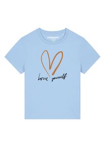 Watapparel Dames Shirt 'Self Love' hemelsblauw / cognac / zwart XXL