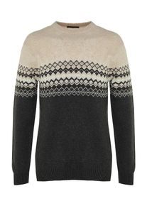 Trendyol Sweter dla mężczyzn beżowy / jasny beż / antracytowy Rozmiar S
