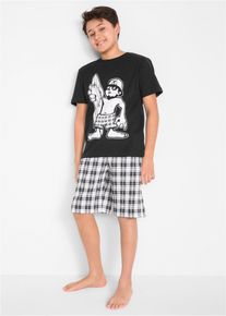 Pigiama estivo in puro cotone (set 2 pezzi), Nero, Taglia 164/170, bonprix