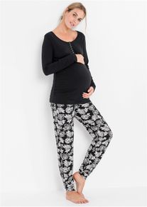 Pigiama prémaman / da allattamento in cotone biologico, Nero, Taglia 62/64 (3XL), bonprix
