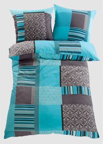 bonprix Lenjerie de pat cadrilată, albastru, 2x 80/80 cm, 2x 135/200 cm