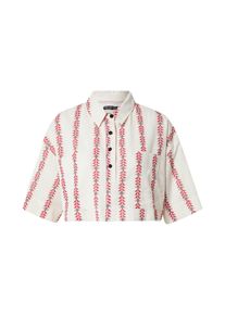 Nasty Gal, Damer, Bluse, Creme / Cranberry / Sort, Størrelse 4