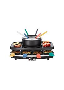 Appareil a Raclette Continental Edison CERFG86B et fondue 8 personnes - Noir