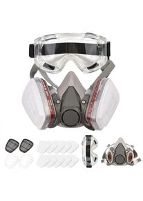 Reusable Respirator Gas Mask Half Facepiece Shield 6200 Face Cover with Filters for Dust, Fumes, Asbestos, Chemicals and Other Airborne Particles