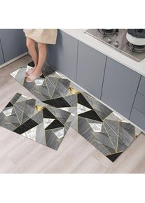 Tapis de cuisine antidérapants, Lot de 2 absorbent l'eau et l'huile - Tapis de cuisine - Tapis étanche à la poussière pour l'intérieur, 40 x 60 + 40