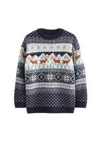next Sweter dla chłopców granatowy / jasnoniebieski / brązowy / biały Rozmiar 74