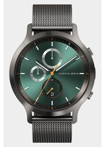 Men's Chronograph Watch - Dark Silver Green - Surgical Steel Case, Sapphire Glass, Mesh Strap - Date Display - 42mm , Quartz Movement by Ronda -