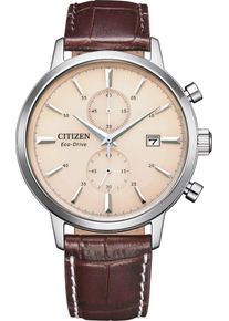 Citizen Heren Analoog horloge crème / donkerbruin / zilver One Size