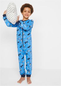 Pyjama onesie - blauw - maat 92/98 - met katoen - bonprix
