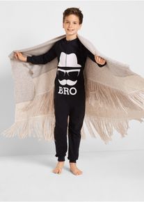 Pyjama onesie van biologisch katoen - zwart - maat 104/110 - met katoen - bonprix