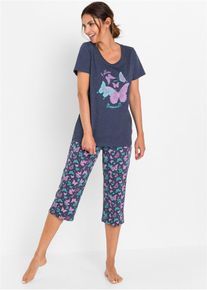 Capri pyjama (2-dlg. set) - blauw - maat 48/50 (XL) - met katoen - bonprix