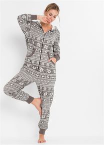 Pyjama onesie van sweat - grijs - maat 48/50 (XL) - met katoen - bonprix