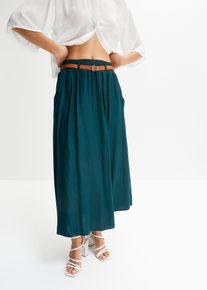 Maxi rok met riem (2-dlg. set) - groen - maat 54 - viscose - bonprix